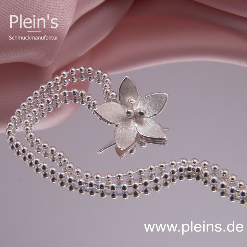 Blumen Anhänger Silber, Blüte Jasmin